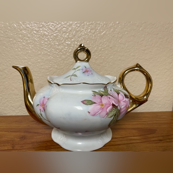 Lefton Dining Lefton Vintage Musical Porcelain Teapot Lid Gold